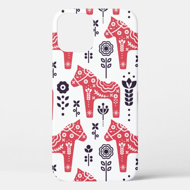 Coques Case-Mate iPhone Cheval populaire suédois motif sans couture fleuri (Verso)