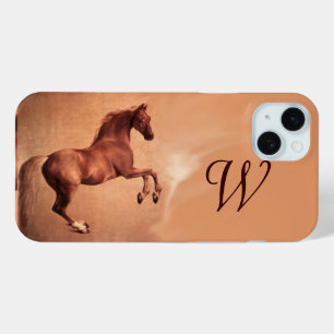Coque iPhone 15 Mini CHEVAL ROUGE Antique Pink Monogramme
