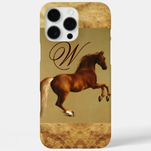 Coques iPhone 16 Pro Max CHEVAL ROUGE Monogramme de parchemin