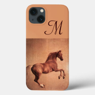 iPhone 13 Case CHEVAL ROUGE, Monogramme rose antique