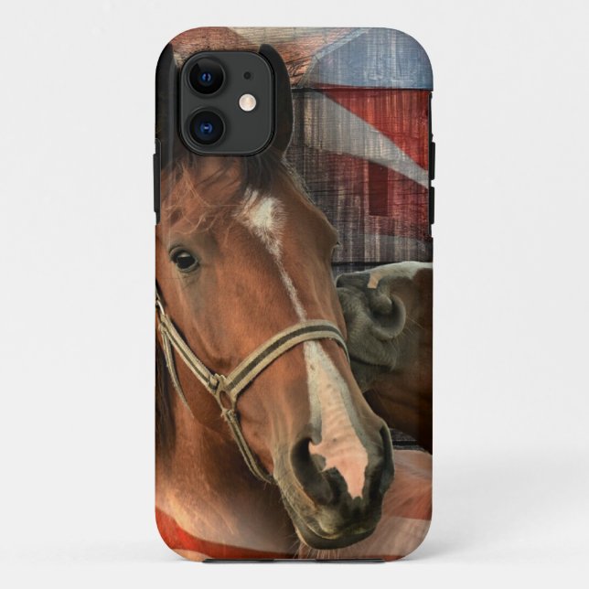 Coques Case-Mate iPhone Cheval Rustic Barne drapeau américain (Dos)