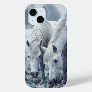 Coque Pour iPhone 15 Chevaux blancs
