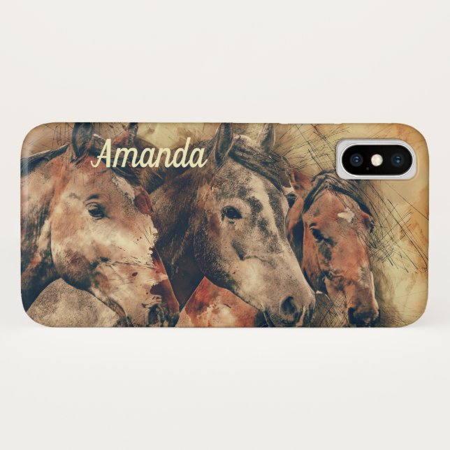 Coques Case-Mate iPhone Chevaux Brown (Dos (Horizontal))