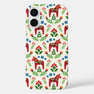Coque Pour iPhone 16 Chevaux Dala Suédois Rouges