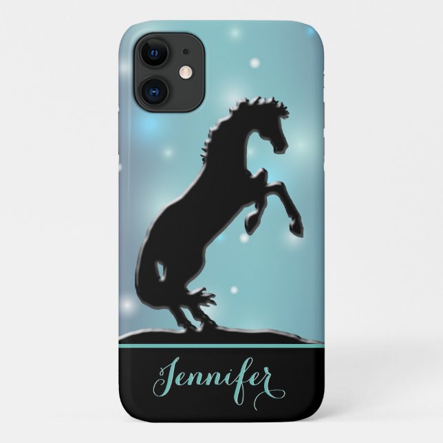Coques Case-Mate iPhone Chevaux de coeur V (étincelles bleu-vert) (Dos)
