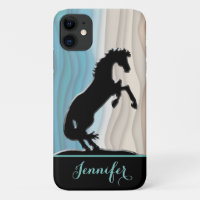 Chevaux de coeur V (vagues beiges bleues)