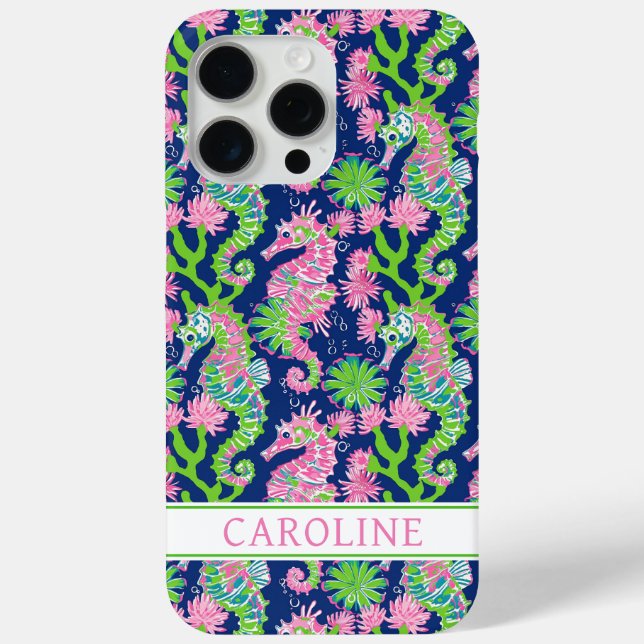 Coques Case-Mate iPhone Chevaux de mer à l'aquarelle Monogrammés  (Verso)