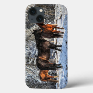 iPhone 13 Case Chevaux en hiver Équine de neige Photo