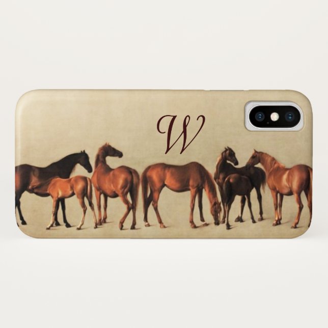 Coques Case-Mate iPhone CHEVAUX / MARES ET FOLS Monogramme (Dos (Horizontal))