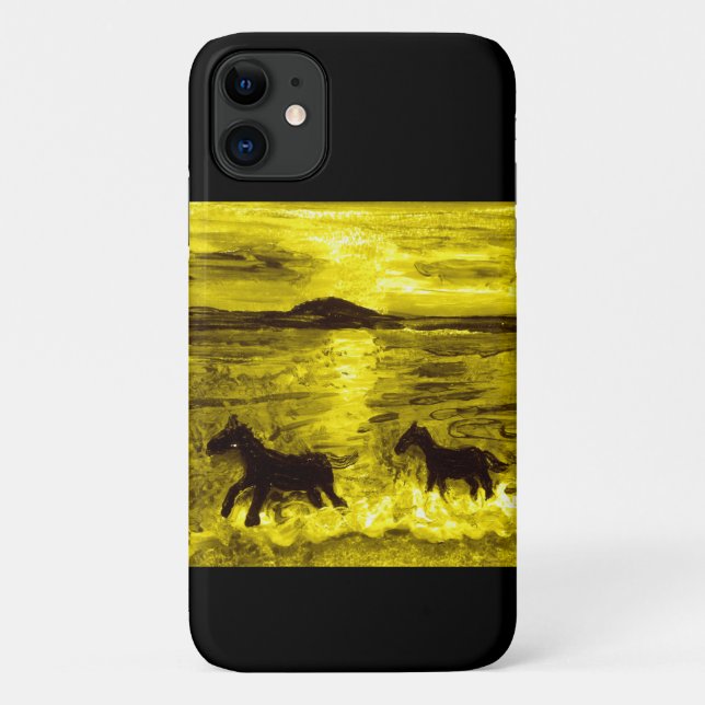 Coques Case-Mate iPhone Chevaux sur une équine de mer d'or (Dos)