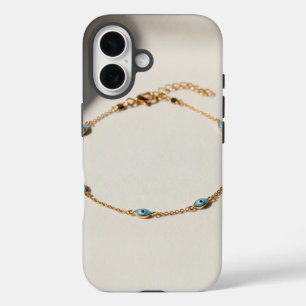 Coque Pour iPhone 16 Chevillère Luxueuse à l'Oeil Maléfique avec Chaîne