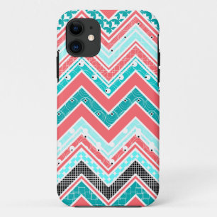 Etui iPhone Case-Mate Chevron à la mode de corail, de menthe, blanc et