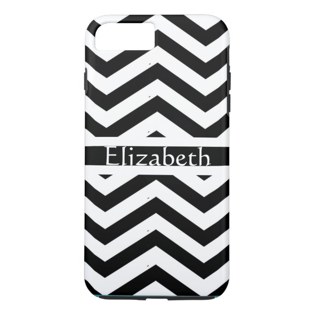 Coques Case-Mate iPhone Chevron Black & White Personnalisé Avec Nom (Dos)
