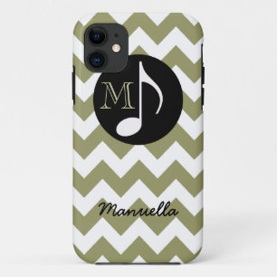 Coque iPhone 11 chevron blanc personnalisé ~ note de musique
