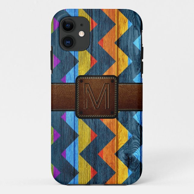 Coques Case-Mate iPhone Chevron Bois Cuir Brown Look #3 (Dos)