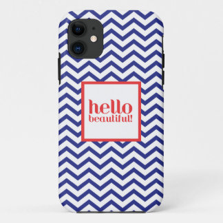 Coque Case-Mate Pour iPhone Chevron "bonjour beau" en la marine et le rouge