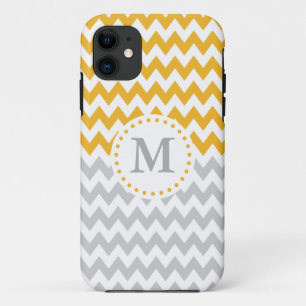 Case-Mate iPhone Case Chevron moderne gris jaune monogramme