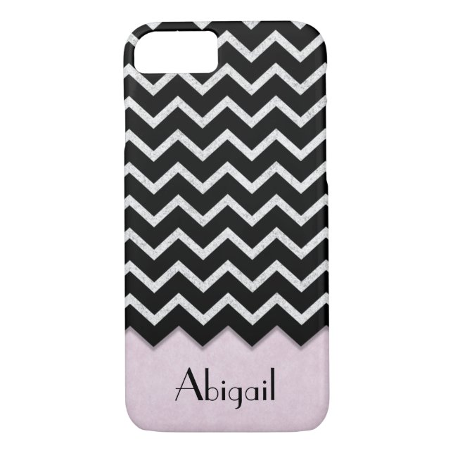 Coques Case-Mate iPhone chevron noir et argent avec bordure floue (Dos)