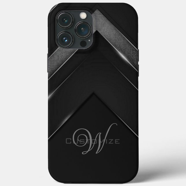 Coques Case-Mate iPhone Chevron noir monogramme élégant (Verso)