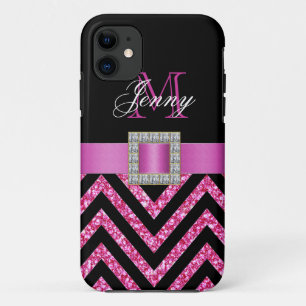 ETUI iPhone Case-Mate CHEVRON NOIR ROSE CHAUD PARTIES SCINTILLANT FILLE