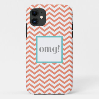 Etui iPhone Case-Mate Chevron "OMG !" en corail et turquoise gris