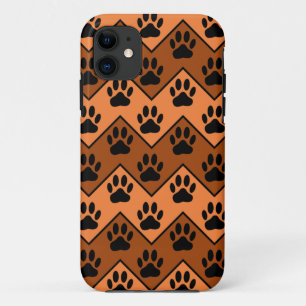 Case-Mate iPhone Case Chevron Orange Brown Avec Motif Paw Chien
