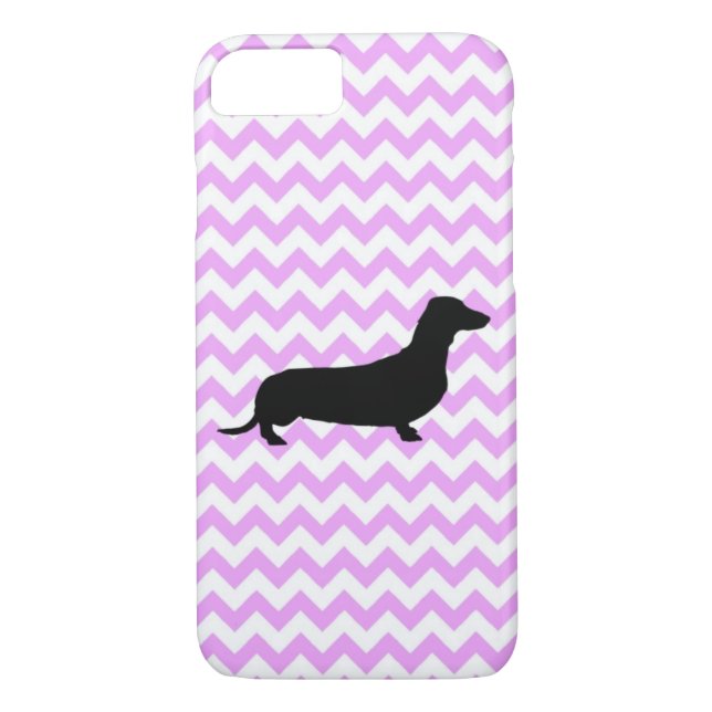Coques Case-Mate iPhone Chevron Rose Avec Dachshund (Dos)