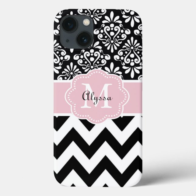 Coques Case-Mate iPhone Chevron rose noir personnalisé (Verso)