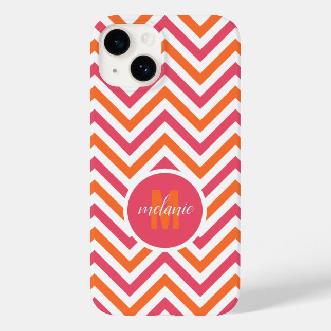 Coques Case-Mate iPhone Chevron rose orange personnalisé (Verso)