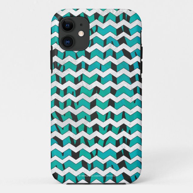 Coques Case-Mate iPhone Chevron Tiger noir et Turquoise (Dos)