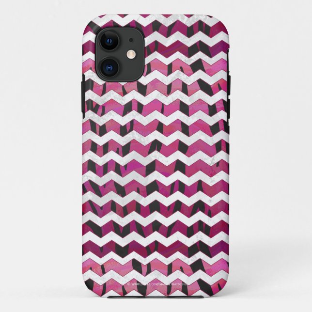 Coques Case-Mate iPhone Chevron Tiger rose chaud et noir (Dos)