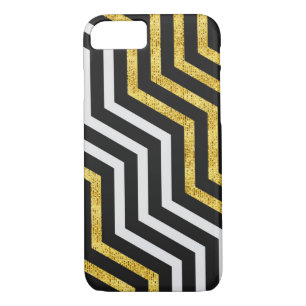 Coque Case-Mate Pour iPhone Chevron Zig Zag Black White Gold Stripes iPhone