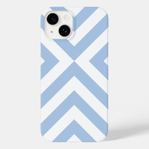Coque Pour iPhone 14 Chevrons bleu-clair et blancs audacieux
