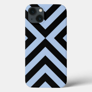 iPhone 13 Coque Chevrons bleu-clair et noirs audacieux