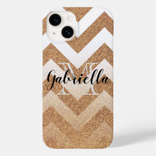 Coque Pour iPhone 14 Chevrons de Parties scintillant d'or