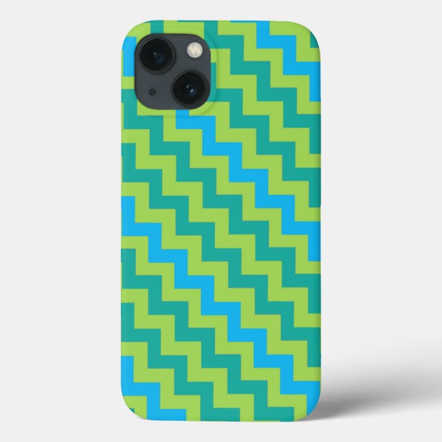 Coques Case-Mate iPhone Chevrons d'émeraude bleu turquoise (Verso)