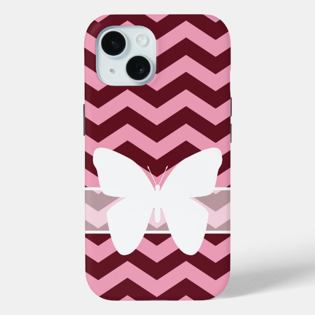 Coques Case-Mate iPhone Chevrons d'orchidées congelées de Bourgogne avec p (Verso)