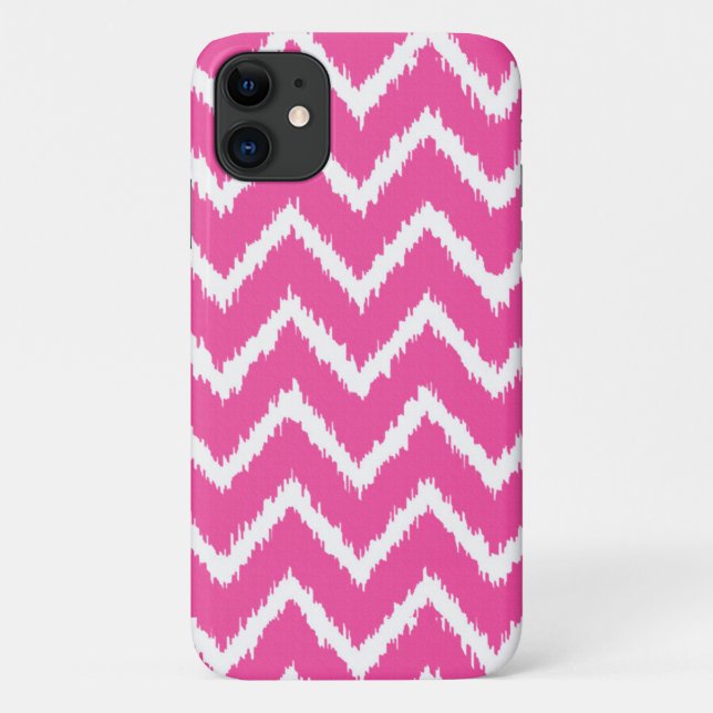Coques Case-Mate iPhone Chevrons Ikat - Rose fuchsia profond et blanc (Dos)