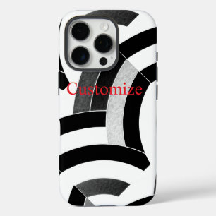 Coques iPhone 16 Pro chevrons modernes et chics en noir/blanc