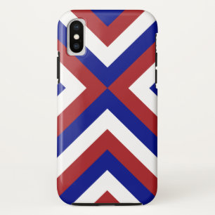 Coques Pour iPhone Chevrons rouges, blancs, et bleus audacieux