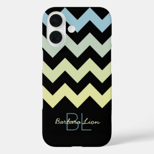 Coques iPhone 16 chevrons sur personnalisé noir