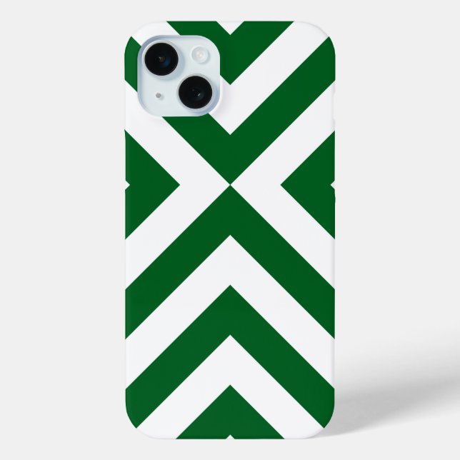 Coques Case-Mate iPhone Chevrons vert foncé et blanc (Verso)