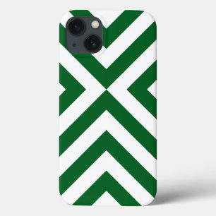 iPhone 13 Case Chevrons verts et blancs audacieux