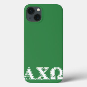 Etui iPhone 13 Chi lettres blanches et vertes d'Omega d'Alphi