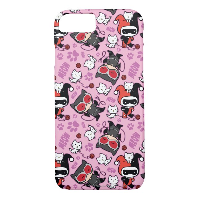 Coques Case-Mate iPhone Chibi Catwoman, Harley Quinn & Kittens Motif (Dos)
