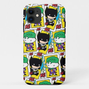 Coque iPhone 11 Chibi Joker et Batman Motif de cartes de jeu