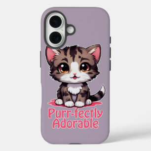 Coque Pour iPhone 16 Chibi Kawaii Kitten Purr parfaitement adorable en