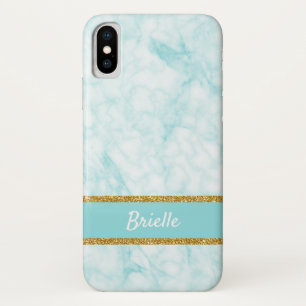 Case-Mate iPhone Case Chic Aqua Blue Marble FAUX Parties scintillant Bor
