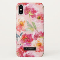 Chic Aquarelle Pink Peonies Motif Floral