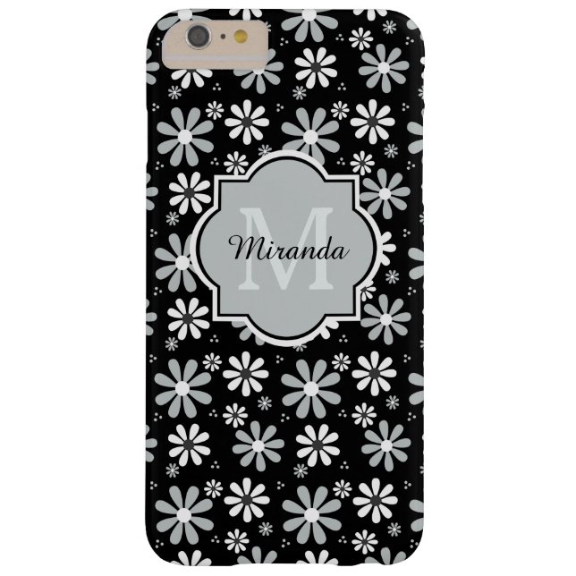 Coques Case-Mate iPhone Chic Black and White Daisers Nom avec monogramme (Dos)